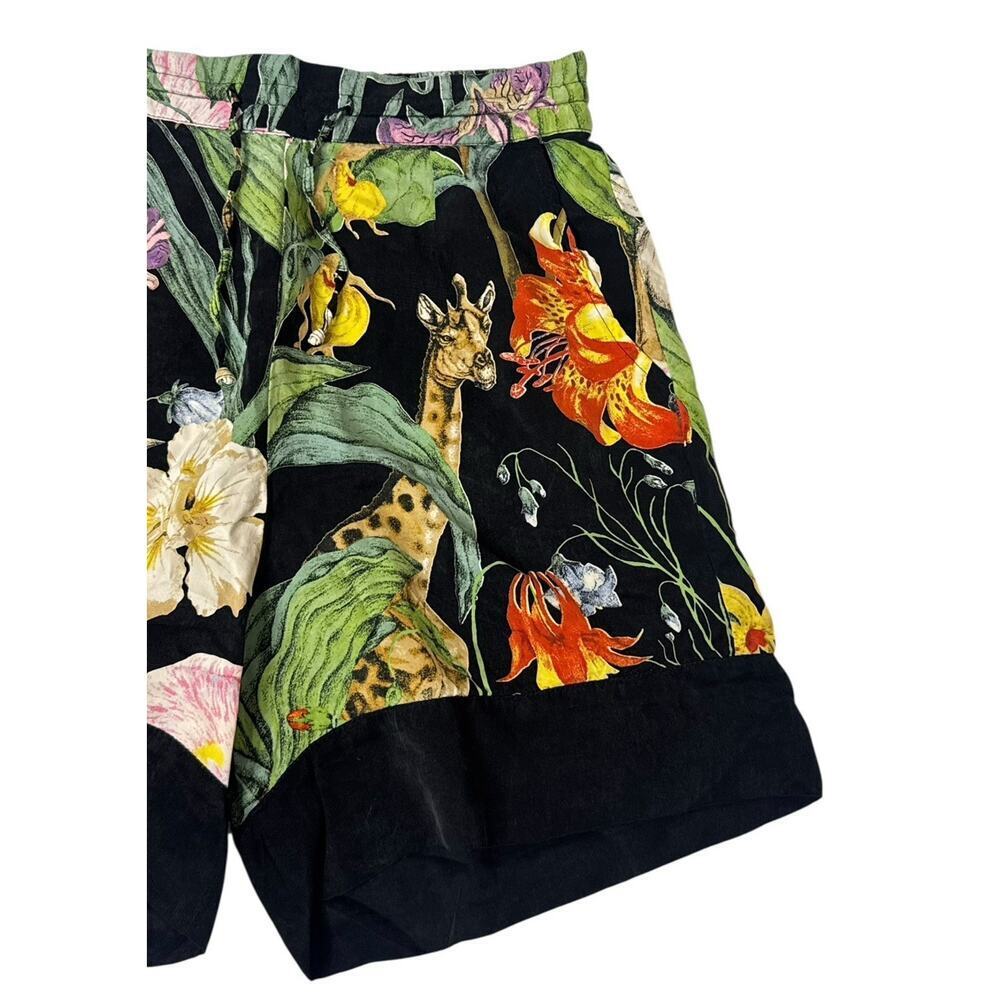 NILUU Monroe Alyx Bermuda Vegan Silk Shorts Giraffe Jungle Tropical Floral Sz S - Picture 5 of 8